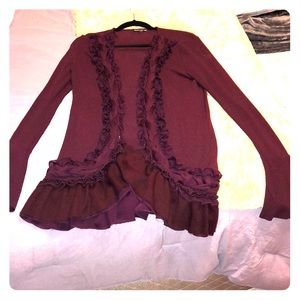 Purple cardigan with pirate sleeves